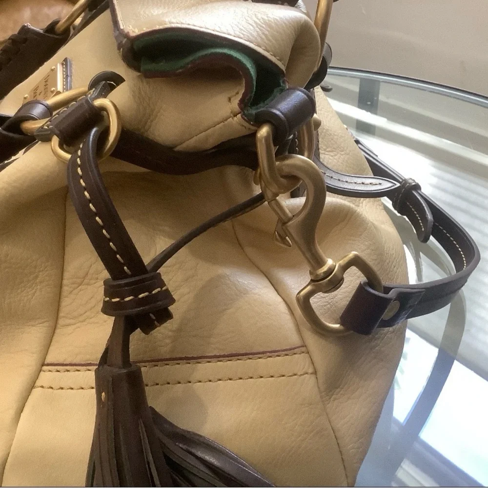 Dooney & Bourke Cream Florentine Vacchetta Leather Satchel - Picture 3 of 9